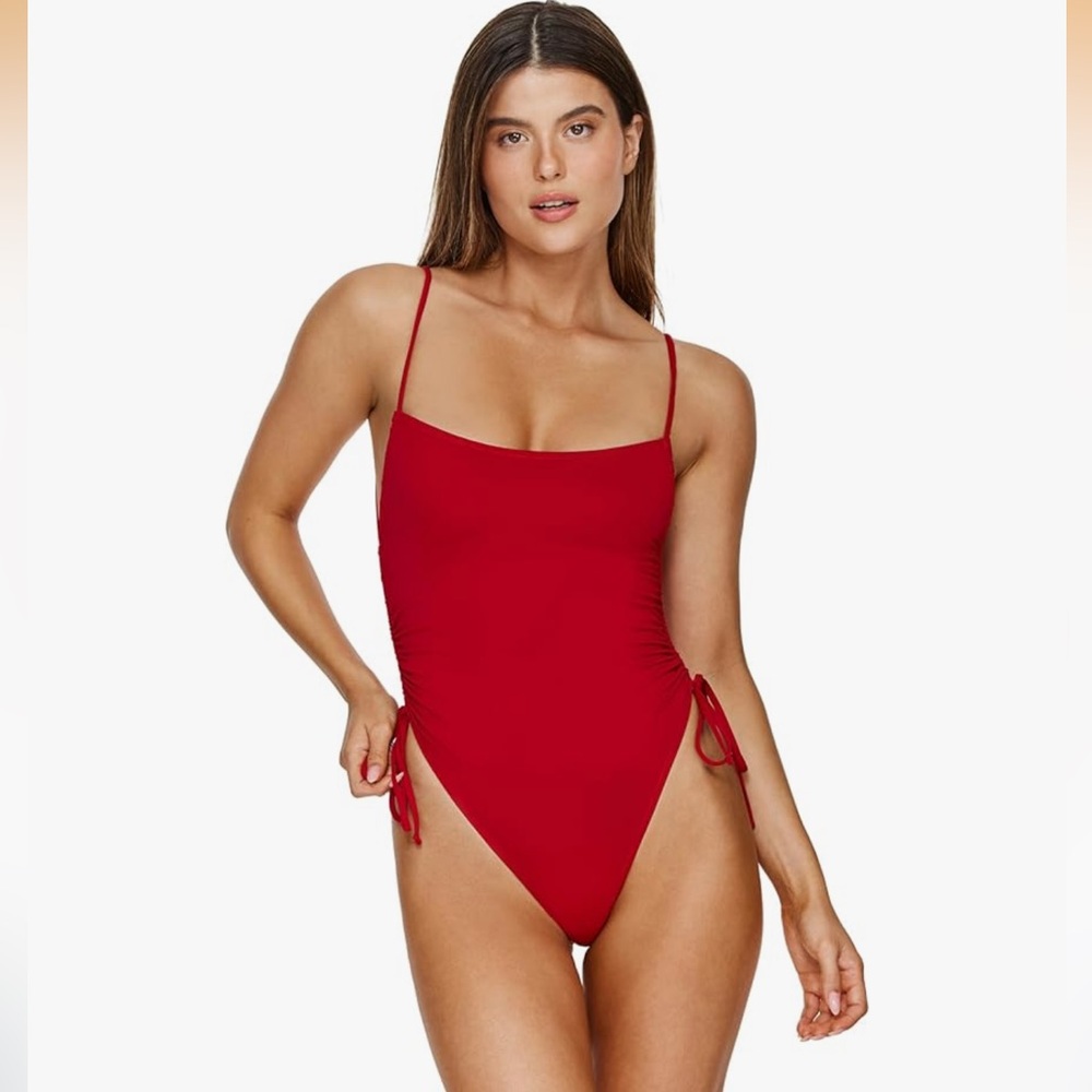 Red one piece swimsuit